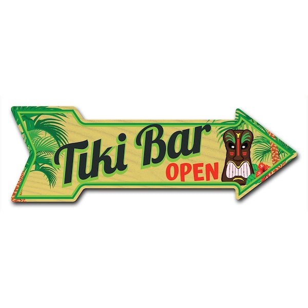 Tiki Bar Arrow Decal Funny Home Decor 24in Wide